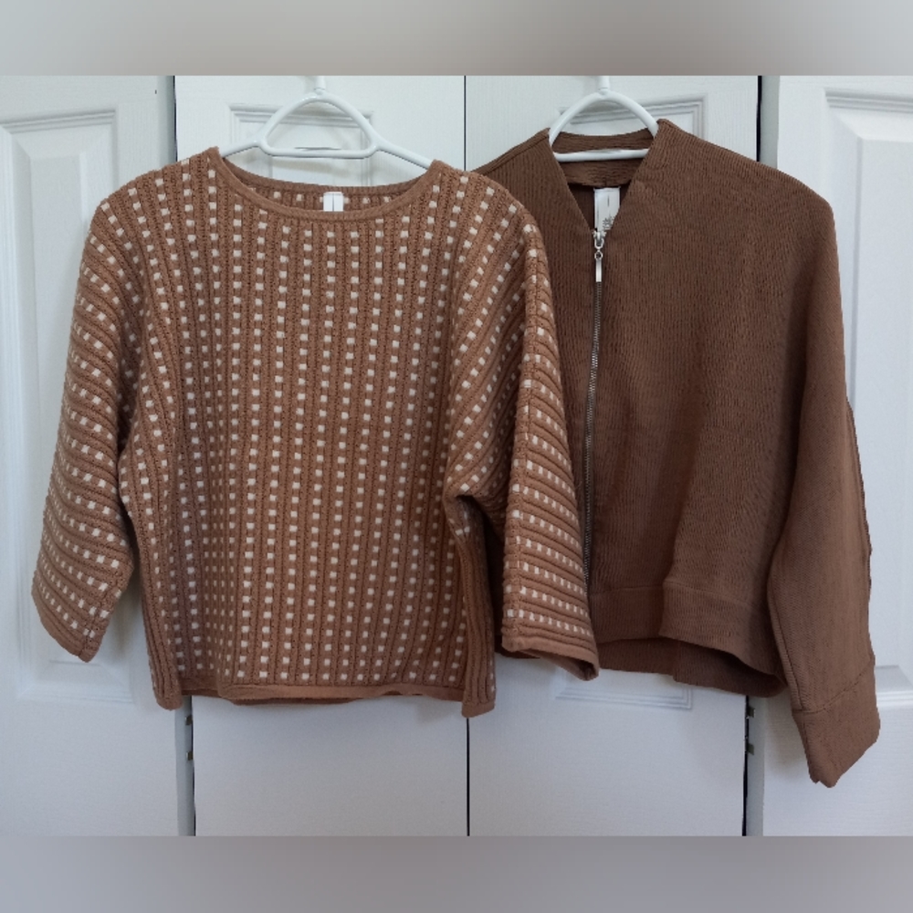 Bundle of 2 Wynne Layers by Marla Wynne Popover Style Sweater & Jacket, Sz Small